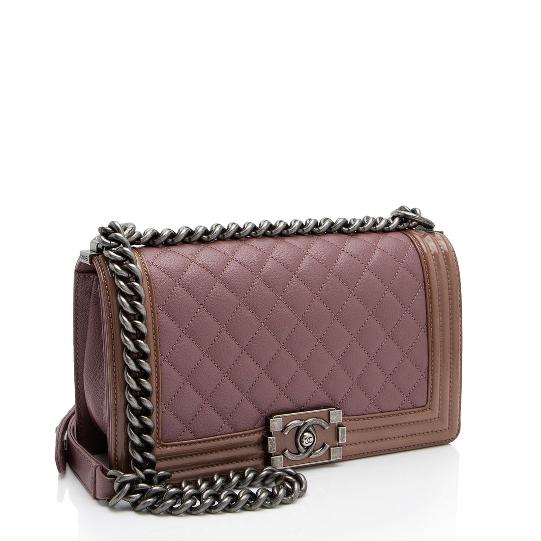 Chanel Calfskin Patent Old Medium Boy Bag