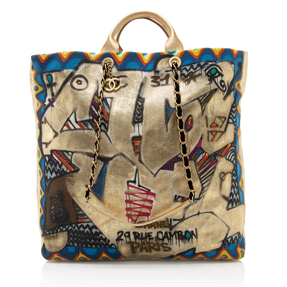 Chanel Canvas Graffiti Paris-New York Street Spirit Maxi Shopping Tote (SHF-18612)