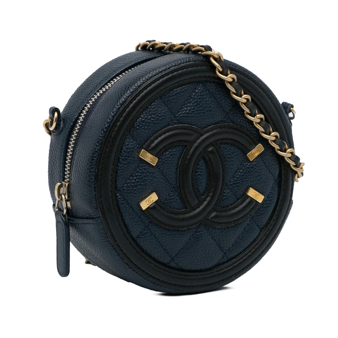 Chanel Caviar CC Filigree Round Crossbody Bag (SHG-ai93Fn)