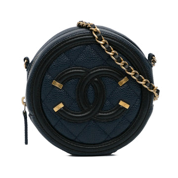 Chanel Caviar CC Filigree Round Crossbody Bag (SHG-f1Lbtg)