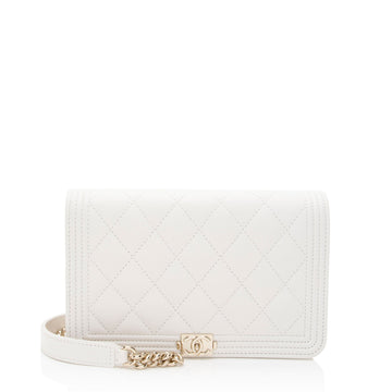 Chanel Caviar Leather Boy Wallet on Chain (SHF-z9WBsL)