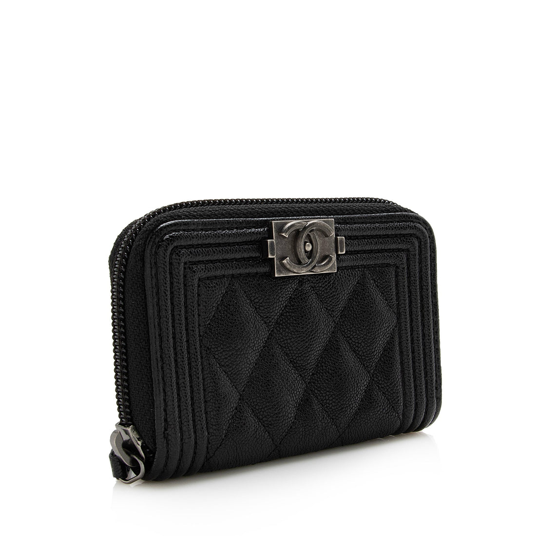 Chanel Caviar Leather Boy Zip Coin Purse (SHF-22675)