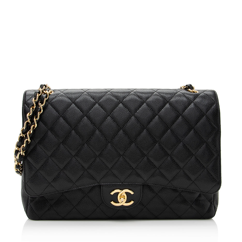 Chanel Caviar Leather Classic Maxi Double Flap Bag (SHF-21769)
