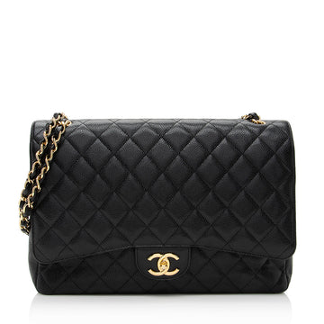 Chanel Caviar Leather Classic Maxi Double Flap Bag (SHF-21769)