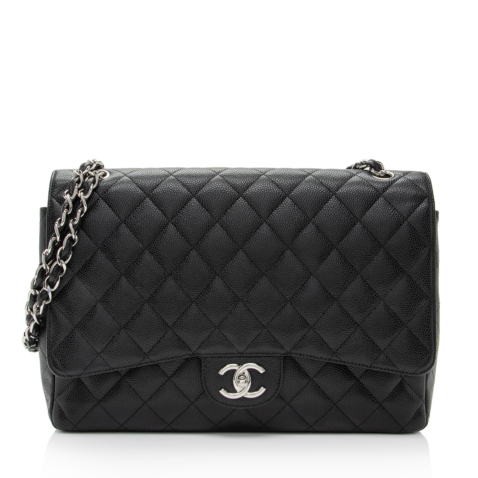 Chanel Caviar Leather Classic Maxi Double Flap Bag (SHF-lwkRiB)