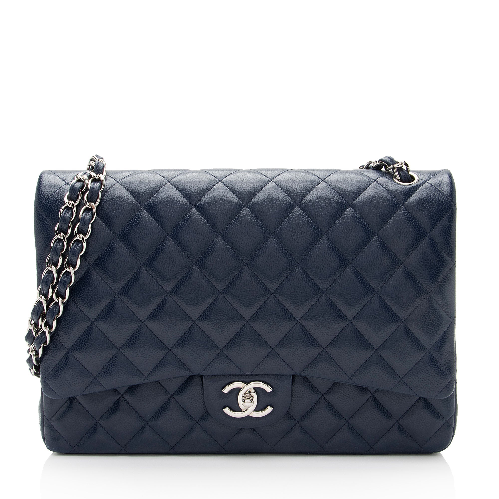 Chanel Caviar Leather Classic Maxi Double Flap Bag (SHF-U7Rzaz)