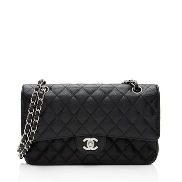 Chanel Caviar Leather Classic Medium Double Flap Bag (SHF-9ANmGR)