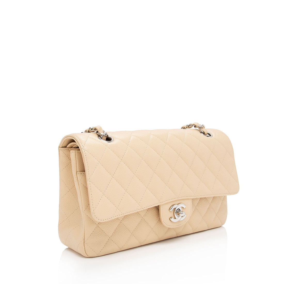 Chanel Caviar Leather Classic Medium Double Flap Bag (SHF-XFQF4l)