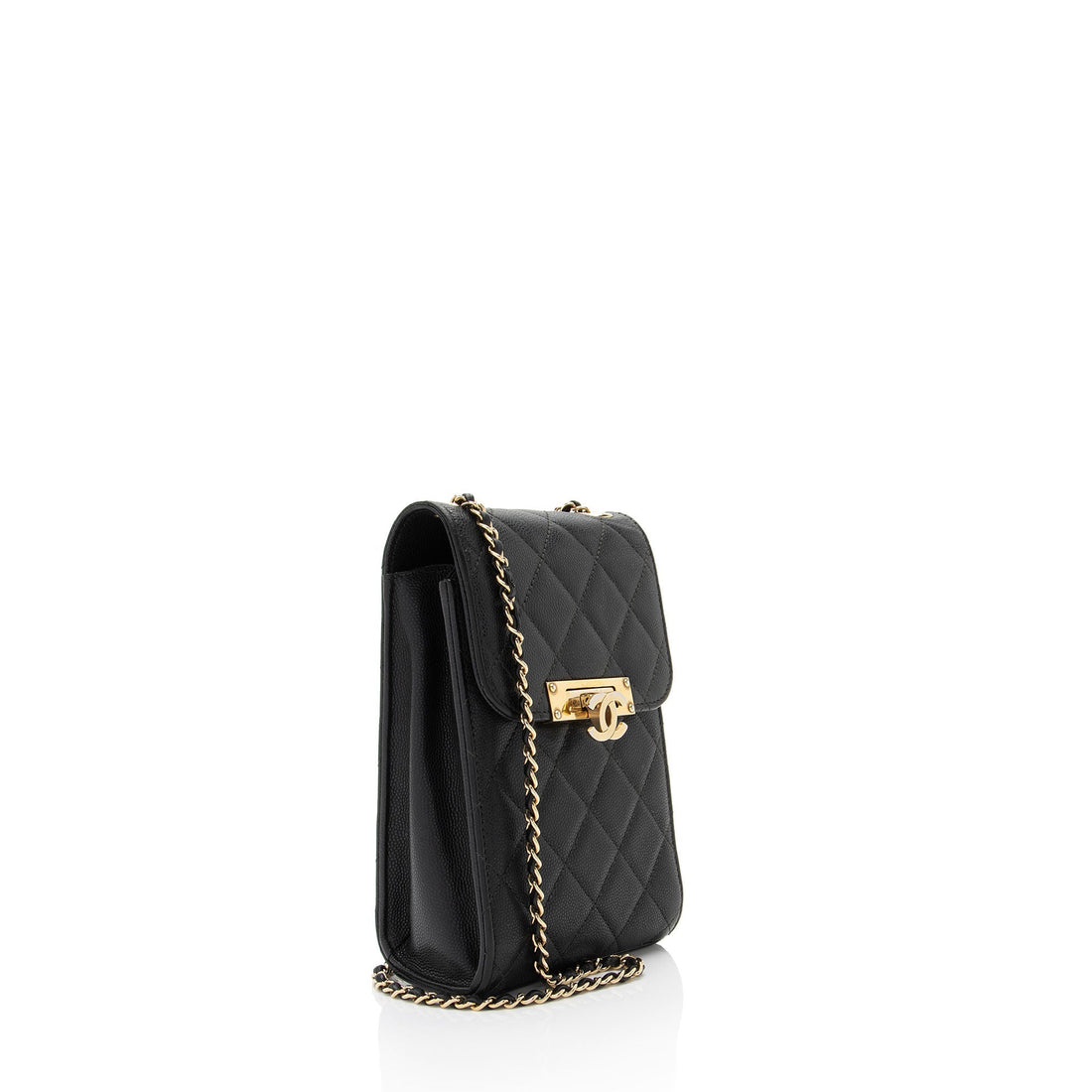 Chanel Caviar Leather Golden Class Phone Holder Crossbody (SHF-d2hiJL)