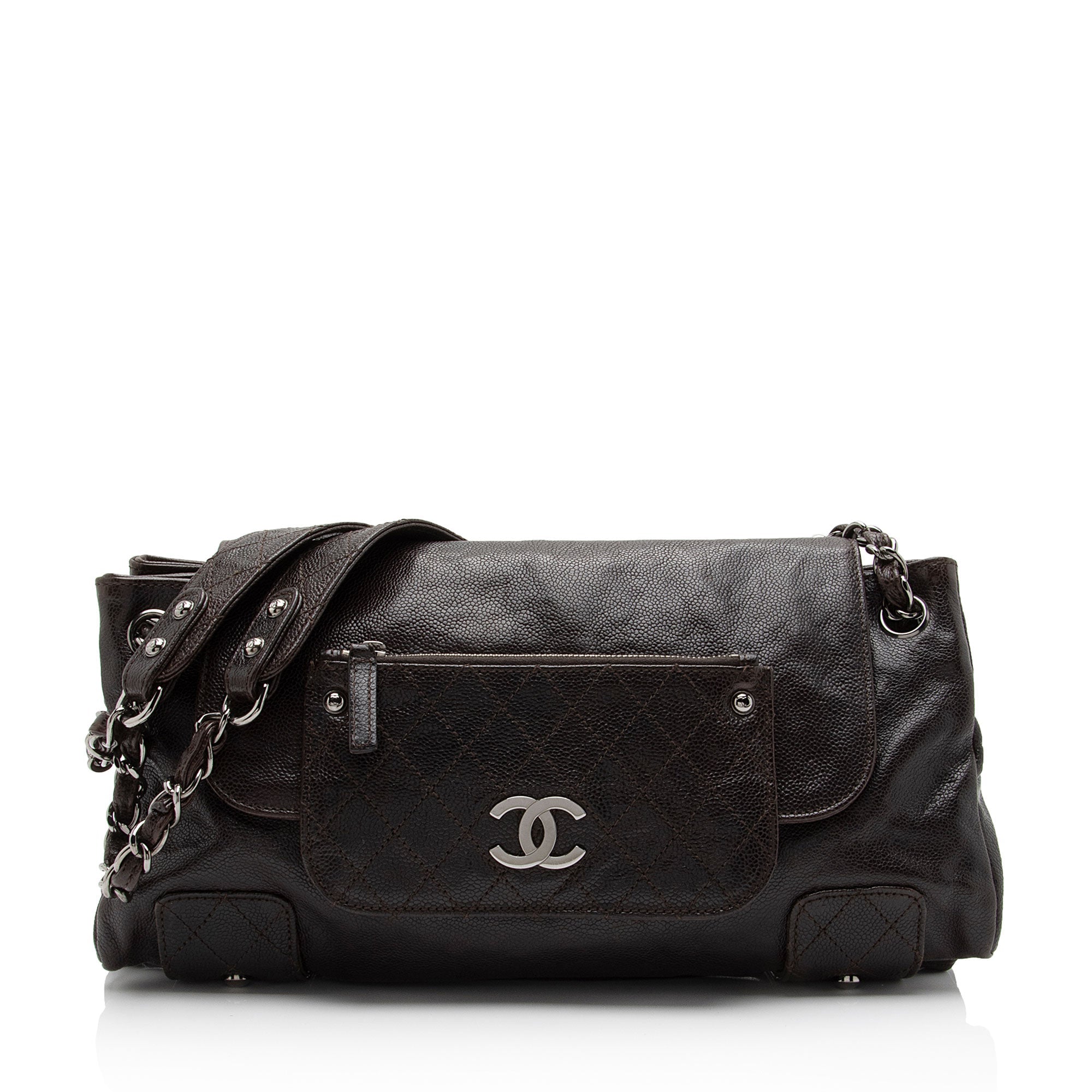 Chanel Caviar Leather Pocket In The City Accordion Flap Bag (SHF-7yhvso)