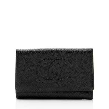Chanel Caviar Leather Timeless CC 6 Key Holder (SHF-Fyokbl)