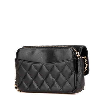 Chanel Caviar Quilted Phone Holder Wallet on Chain