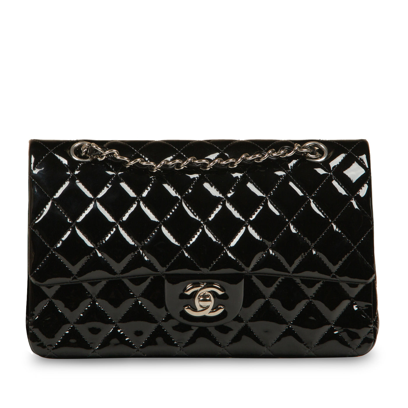 Chanel Classic Flap Bag Medium Patent Black