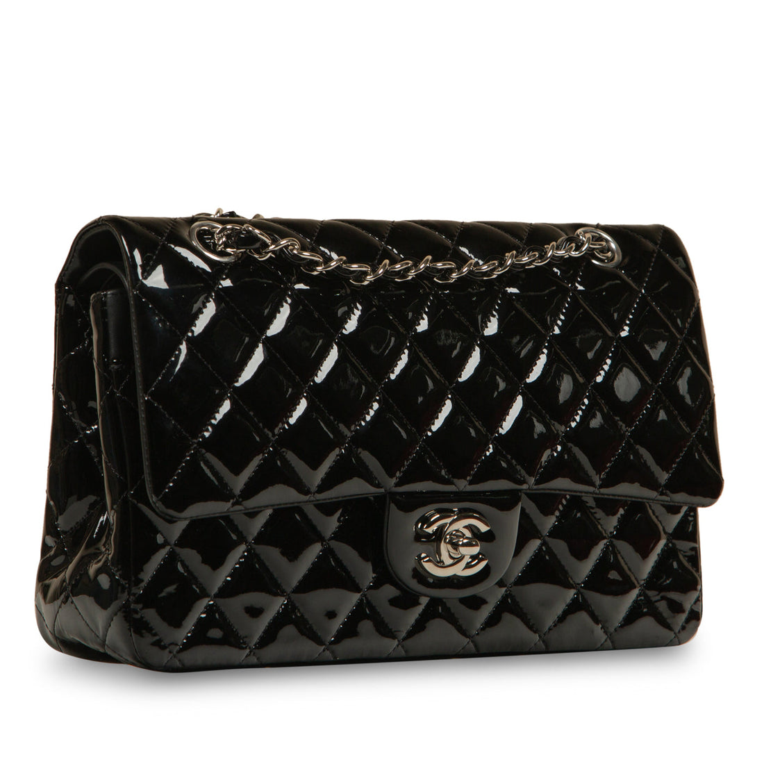 Chanel Classic Flap Bag Medium Patent Black