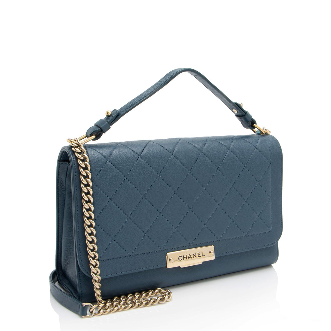 Chanel Grained Calfskin Label Click Large Shoulder Bag (SHF-vwMSPi)