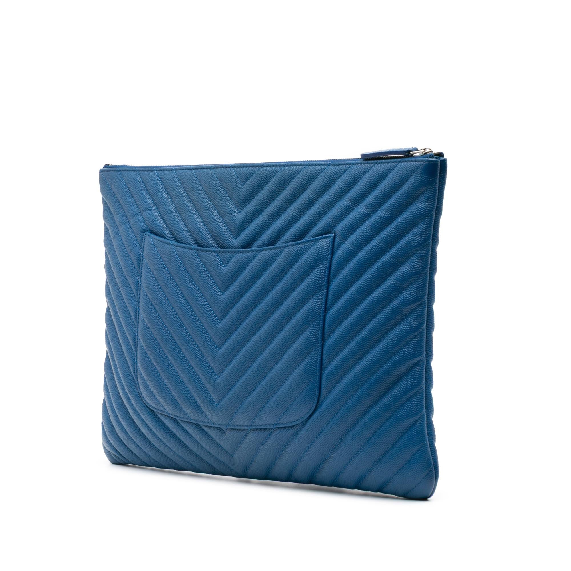 Chanel Large CC Chevron Caviar O Case Clutch