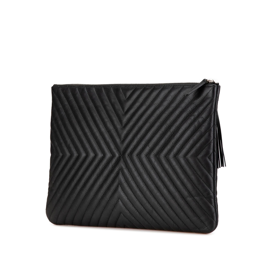 Chanel Large Diagonal Chevron Calfskin Tassel O Case Clutch