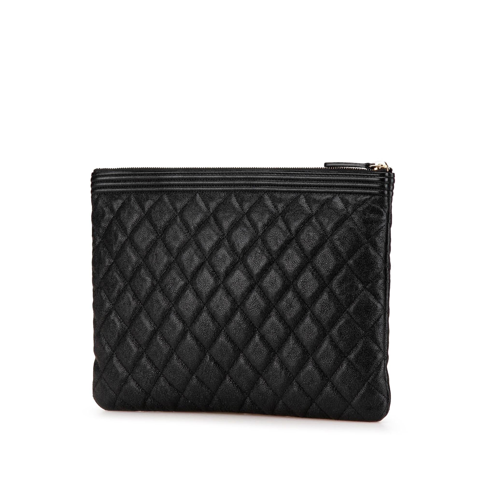 Chanel Medium Quilted Caviar Boy O Case Clutch