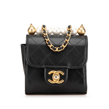 Chanel Mini Goatskin Chic Pearls Clutch On Chain (SHG-BIY95V)