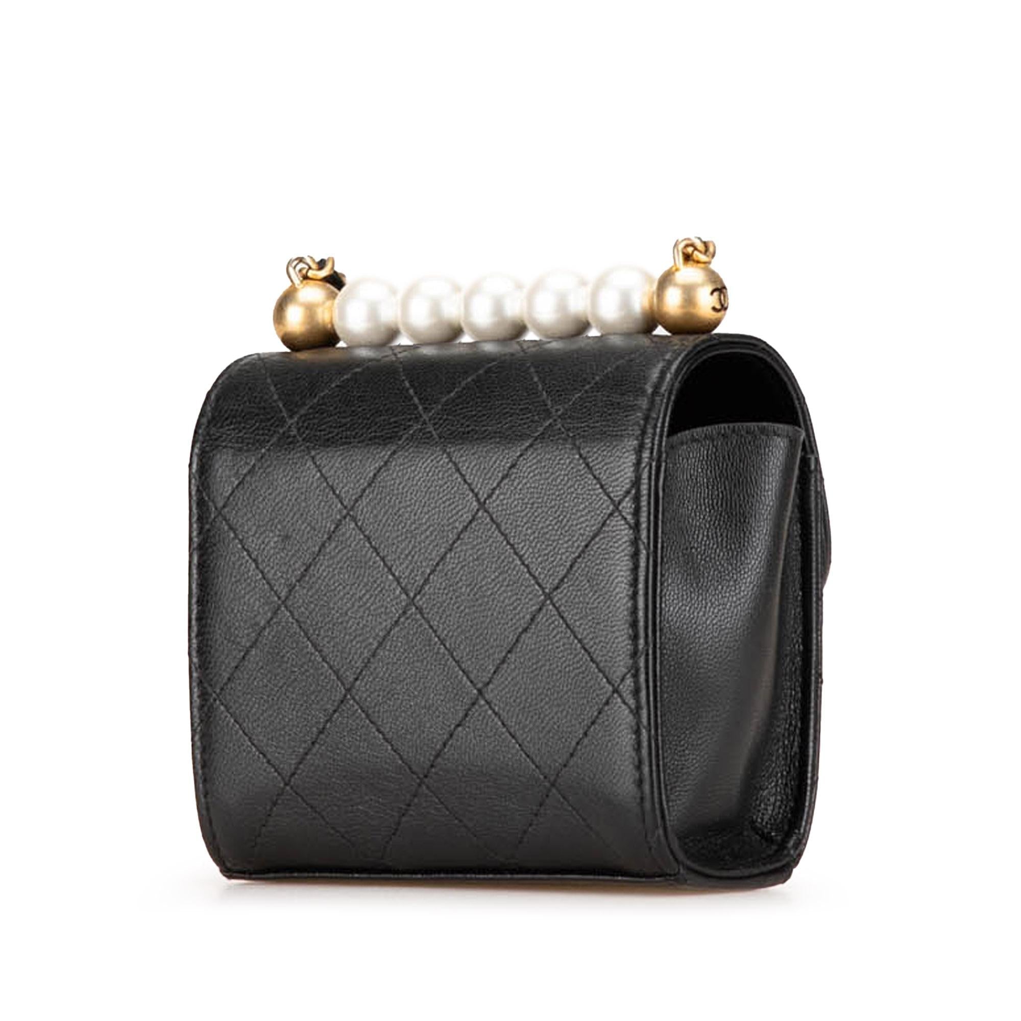 Chanel Mini Goatskin Chic Pearls Clutch On Chain