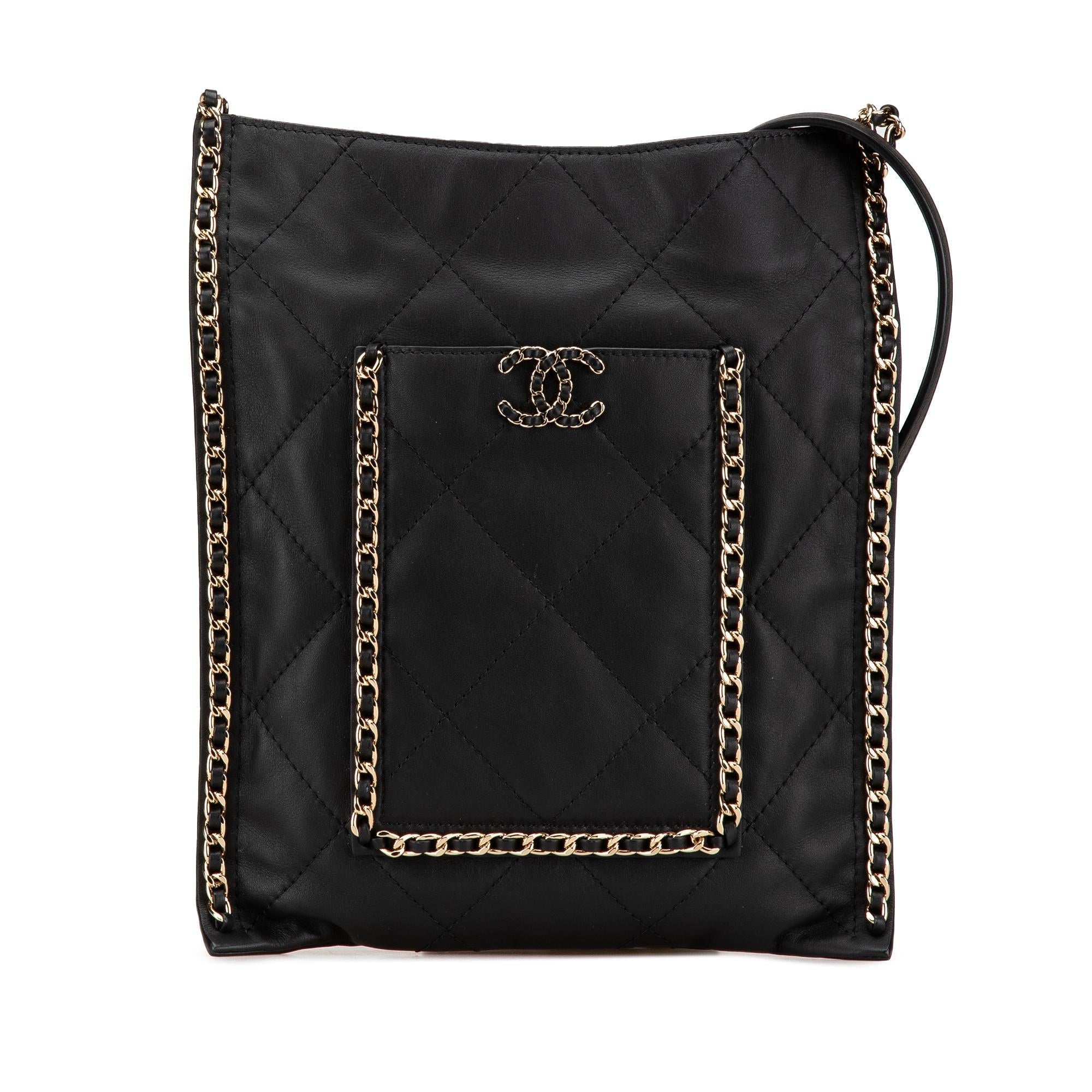 Chanel Quilted Calfskin Chain Flat Shoulder Bag