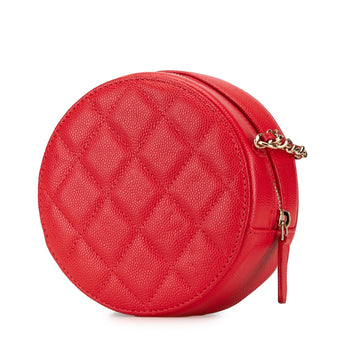 Chanel Quilted Caviar Round Clutch With Chain