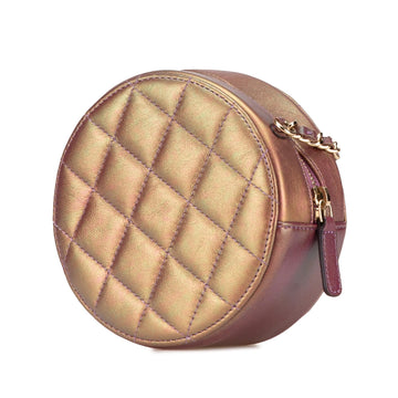Chanel Quilted Iridescent Lambskin Round Clutch With Chain