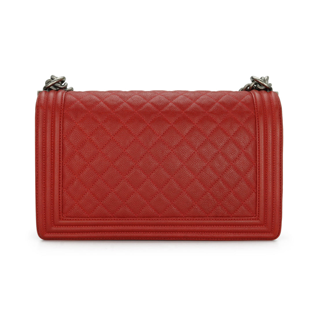 Top Quality Chanel New Medium Boy Red Caviar Ruthenium Hardware 2016