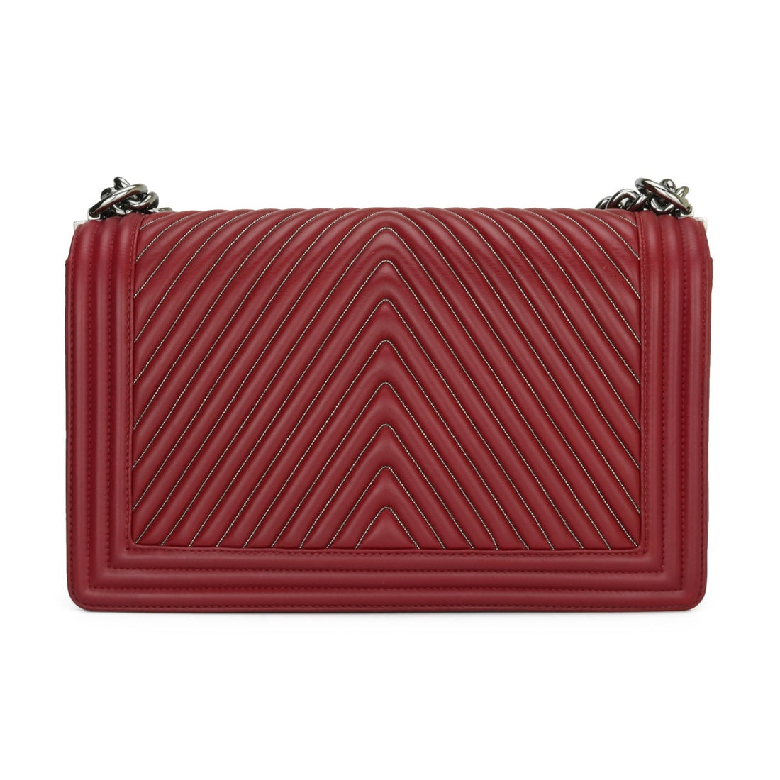 Top Quality Chanel New Medium Chevron Boy Dark Red Embroidered Calfskin Light Gunmetal Hardware 2014