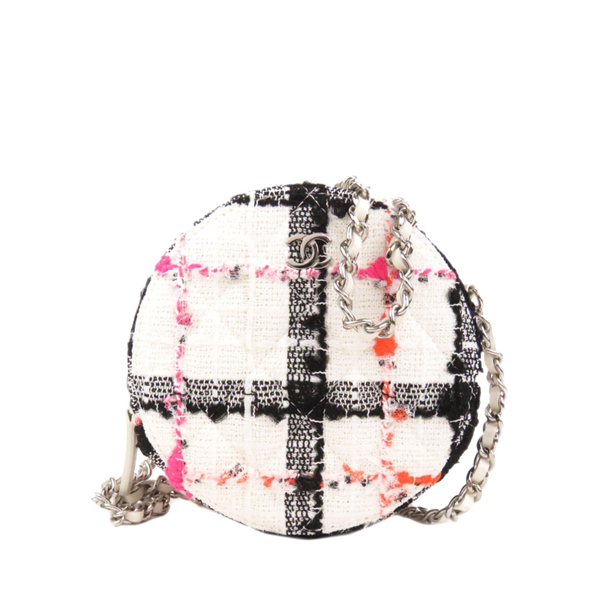 Chanel Tweed Round Clutch with Chain (SHG-jox5Cf)