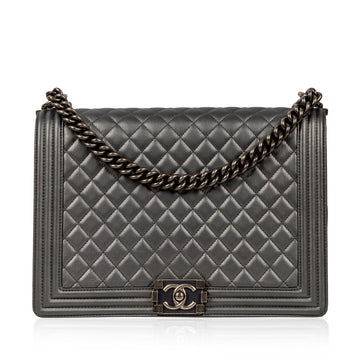 Chanel Boy Bag Large Metallic Grey