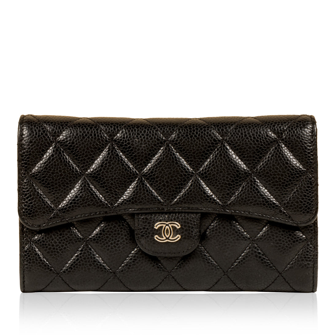 Chanel Long Flap Wallet Caviar