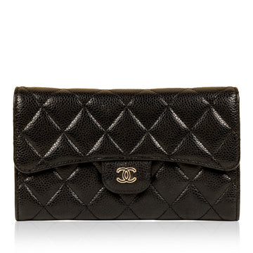 Chanel Long Flap Wallet Caviar