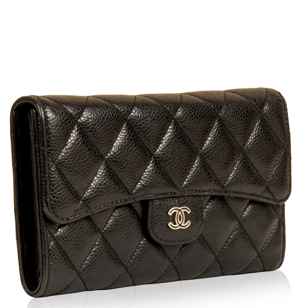 Chanel Long Flap Wallet Caviar