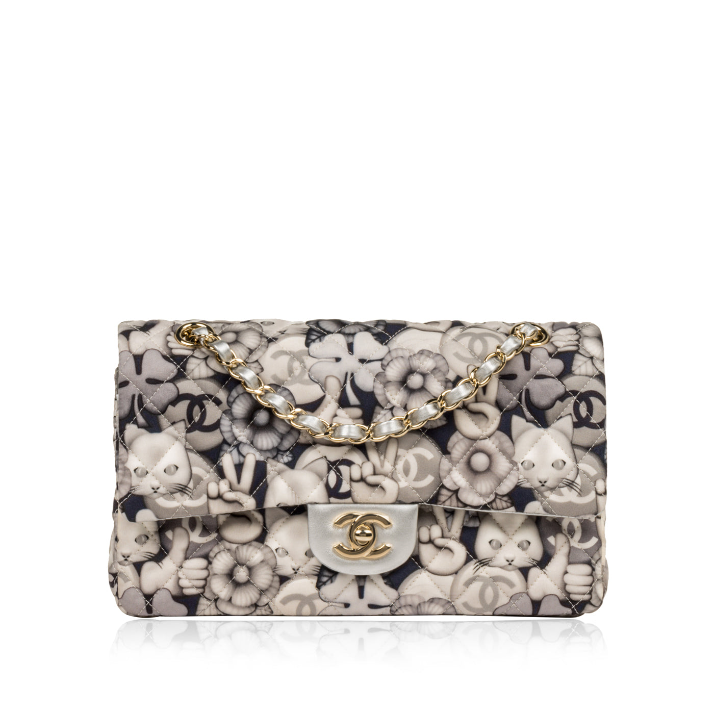 Chanel Classic Flap Bag Medium Cat/Peace Emoticon