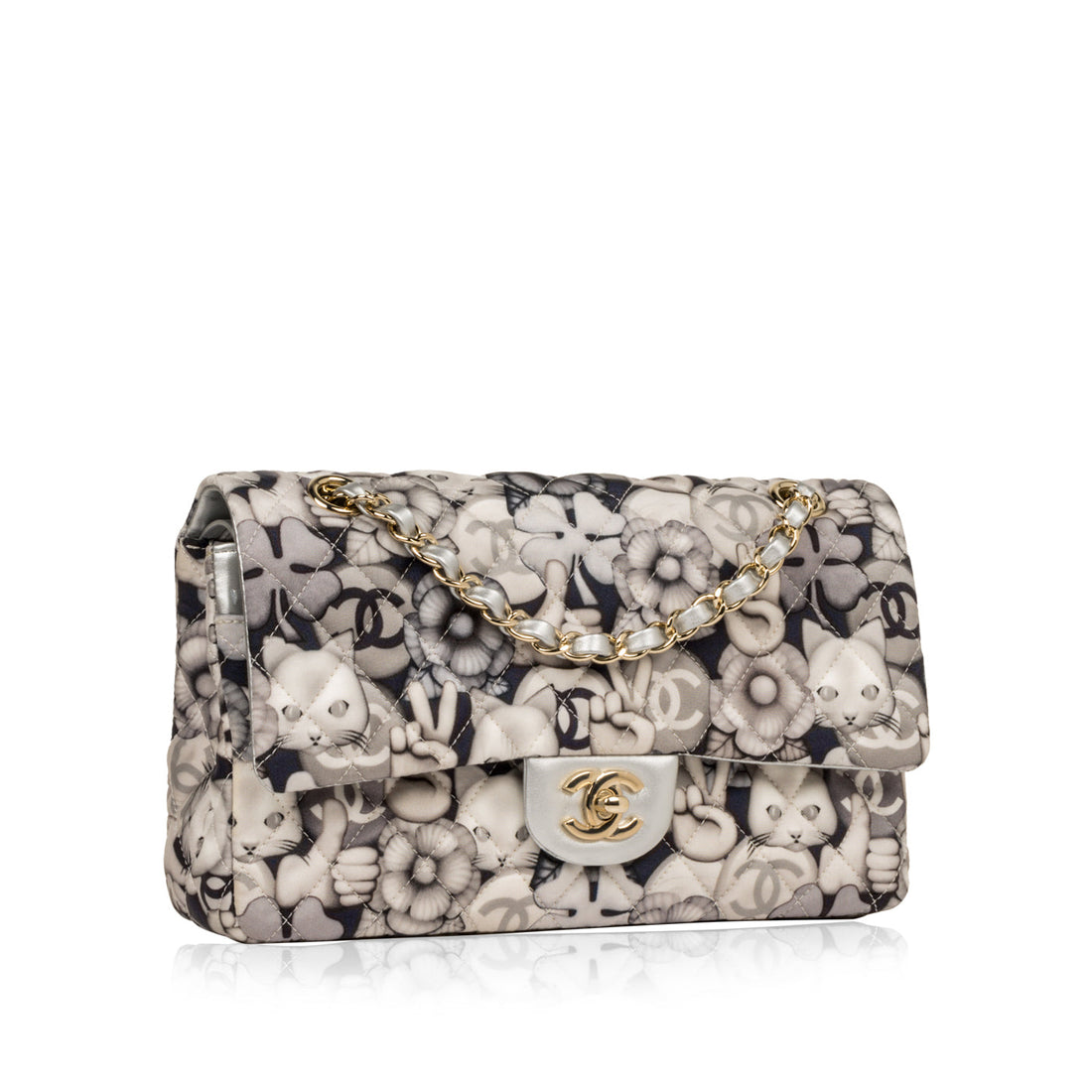 Chanel Classic Flap Bag Medium Cat/Peace Emoticon