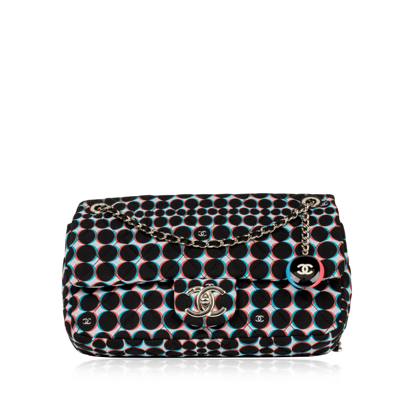 Chanel Polka-Dot Nylon Flap Bag