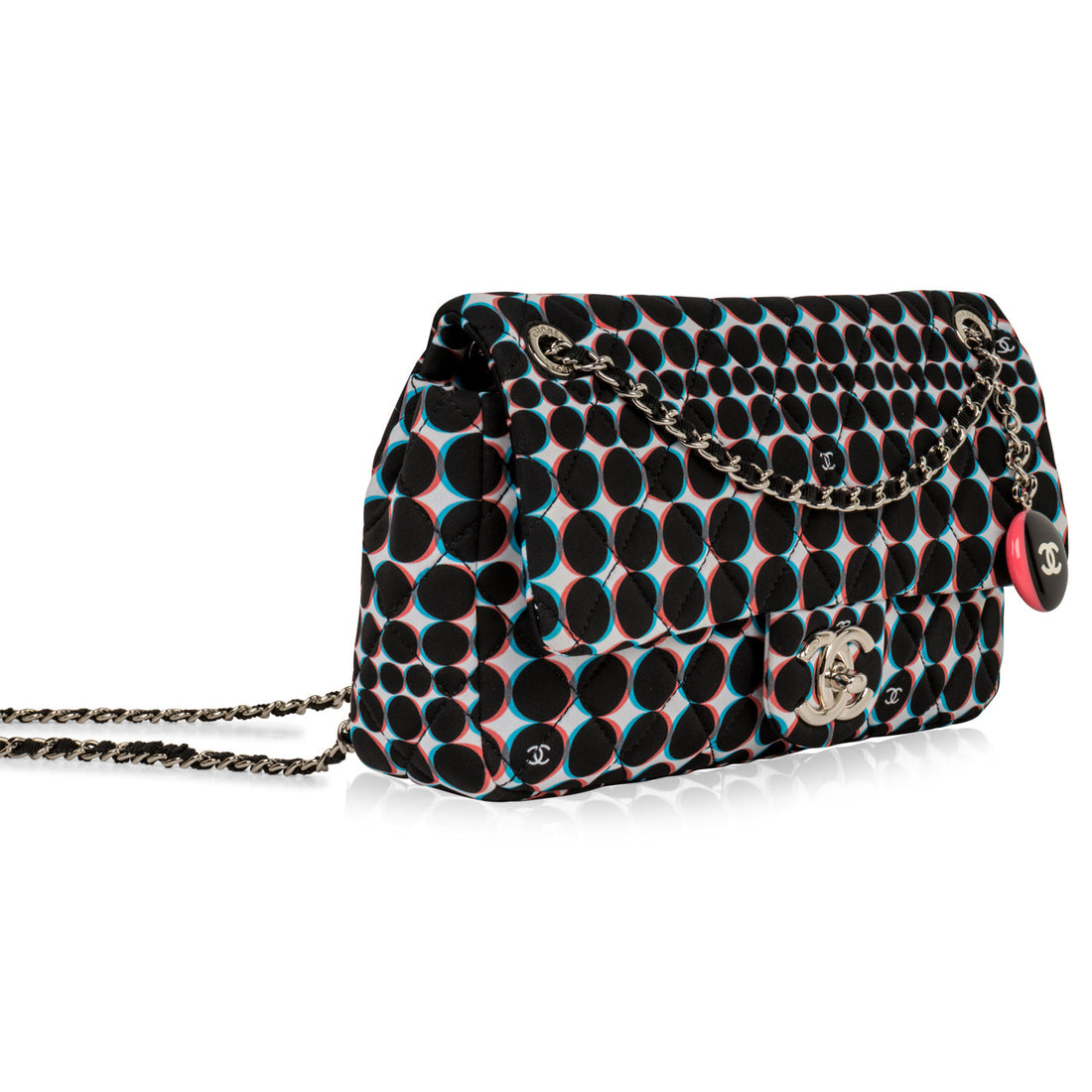 Chanel Polka-Dot Nylon Flap Bag