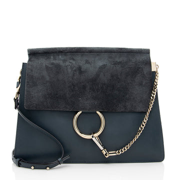 Chloe Calfskin Suede Faye Medium Shoulder Bag (SHF-18263)