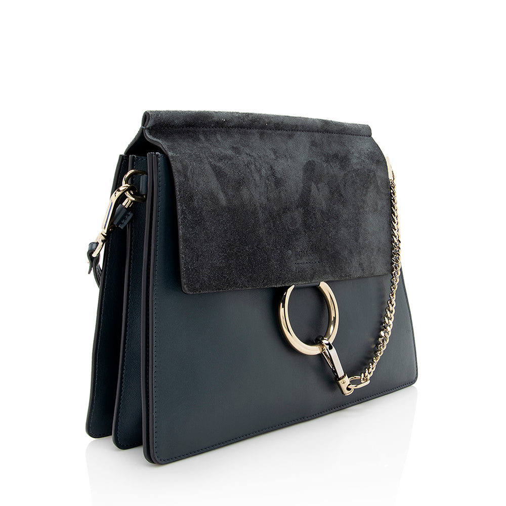 Chloe Calfskin Suede Faye Medium Shoulder Bag (SHF-18263)