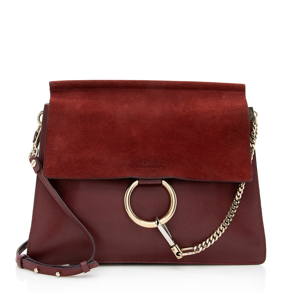 Chloe Calfskin Suede Faye Medium Shoulder Bag (SHF-19058)