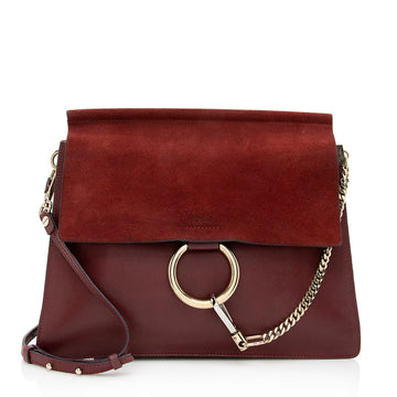 Chloe Calfskin Suede Faye Medium Shoulder Bag (SHF-19058)