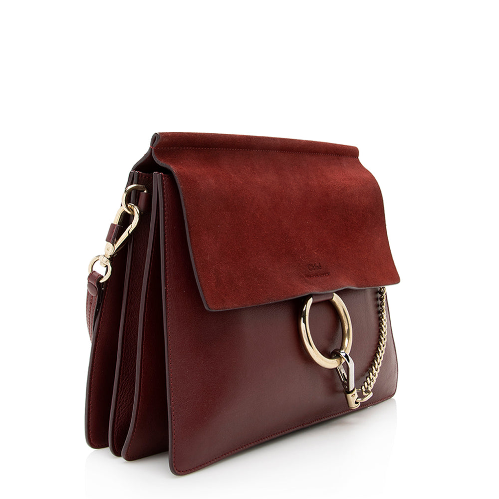 Chloe Calfskin Suede Faye Medium Shoulder Bag (SHF-19058)