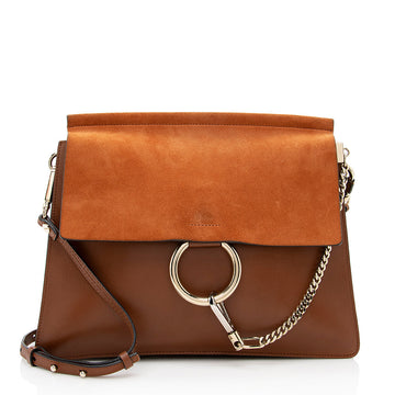 Chloe Calfskin Suede Faye Medium Shoulder Bag (SHF-19065)