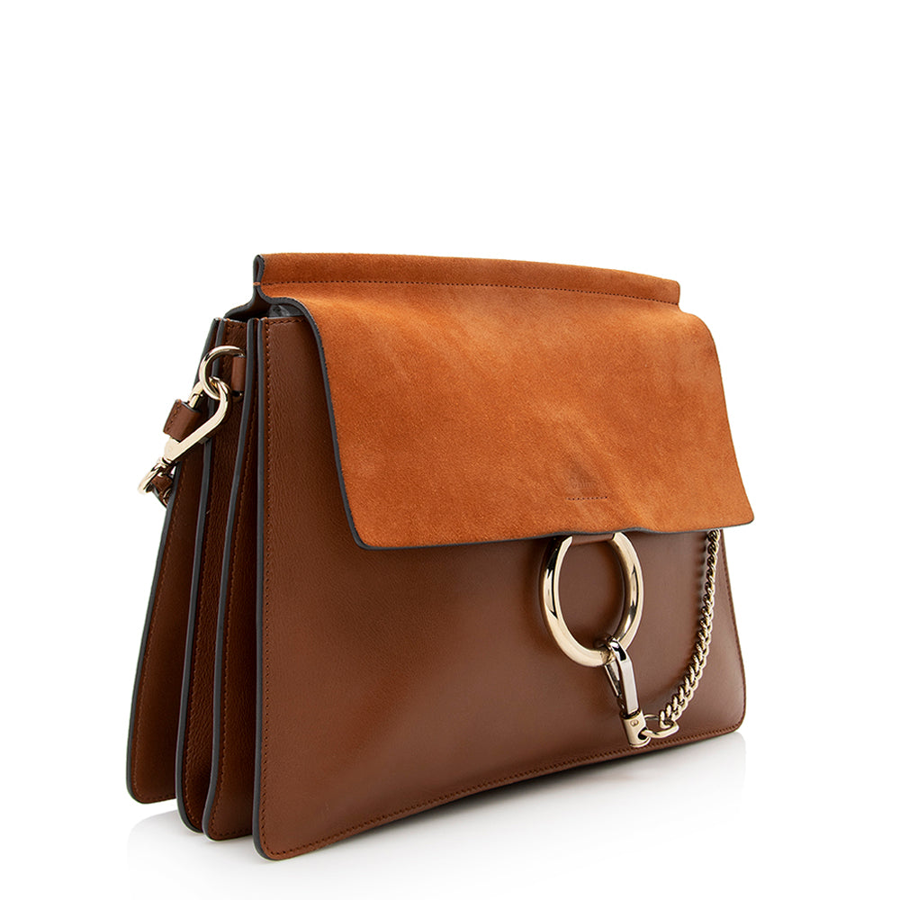 Chloe Calfskin Suede Faye Medium Shoulder Bag (SHF-19065)
