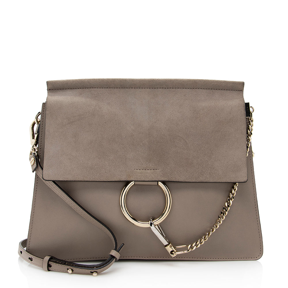 Chloe Calfskin Suede Faye Medium Shoulder Bag (SHF-19335)