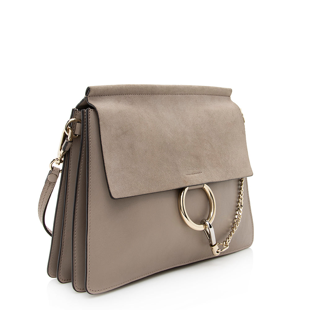 Chloe Calfskin Suede Faye Medium Shoulder Bag (SHF-19335)