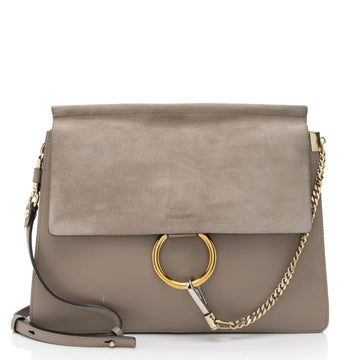 Chloe Calfskin Suede Faye Medium Shoulder Bag (SHF-Jb7npx)