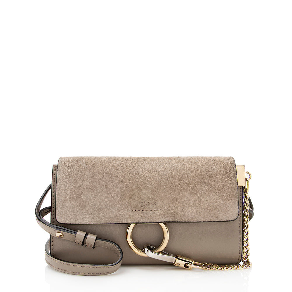 Chloe Calfskin Suede Faye Mini Shoulder Bag (SHF-21629)