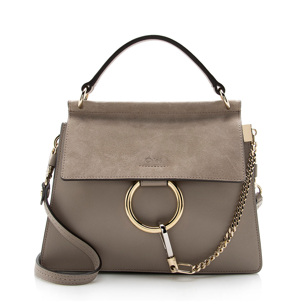 Chloe Calfskin Suede Faye Top Handle Shoulder Bag (SHF-14475)